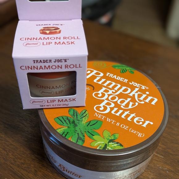 Trader Joe's Cinnamon Roll Lip Mask - Brown and Pumpkin Body Butter - Picture 2 of 2